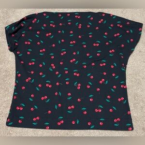 Vivien of Holloway Cap Sleeve Slash Neck Top Cherry Black - Large